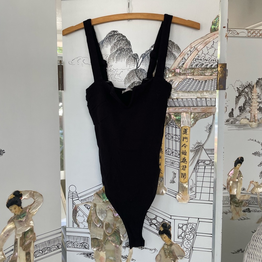 free people black body suit with v detail
